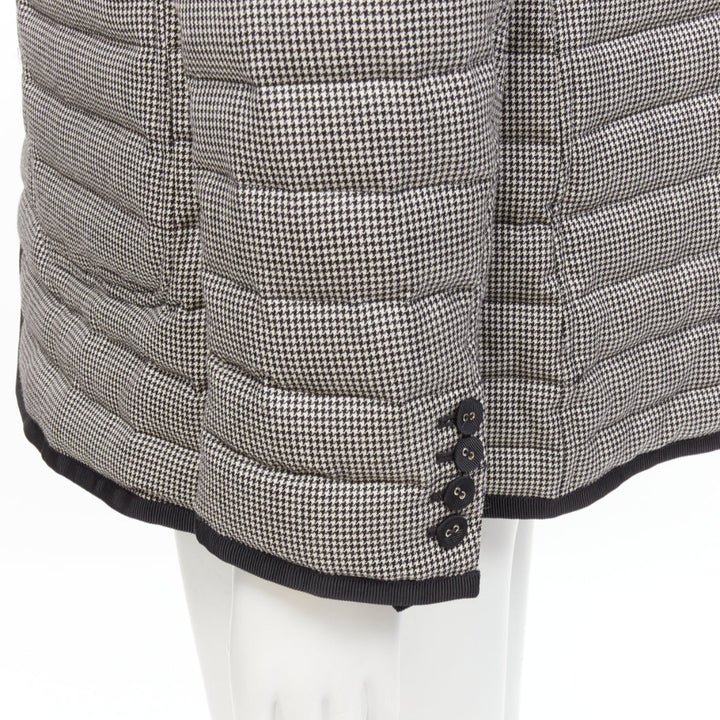 THOM BROWNE black white houndstooth ribbon trim stripe lined padded blazer Sz3 L