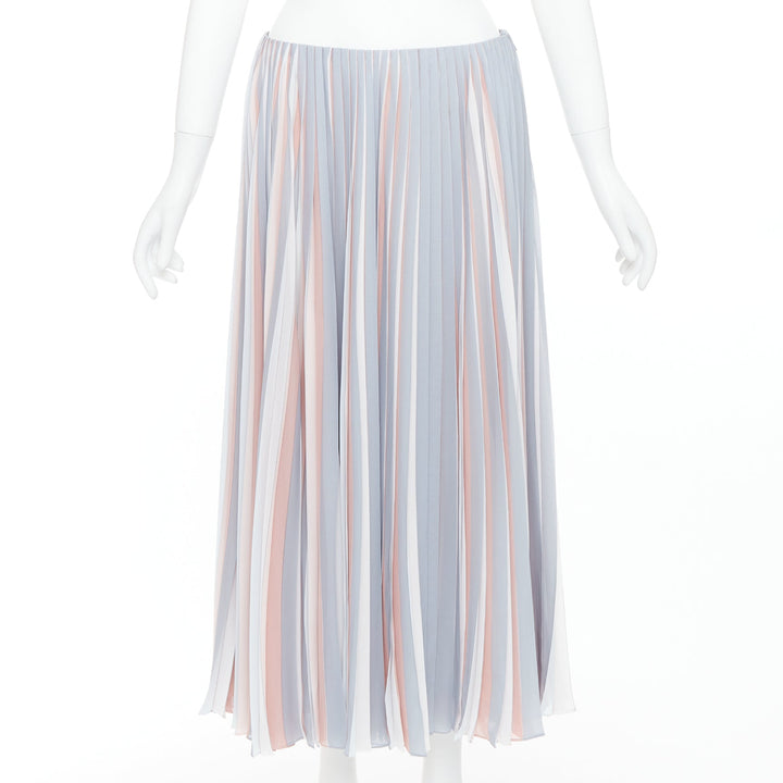 DIOR Fantaisie pink grey tricolor pleated midi skirt FR42 XL