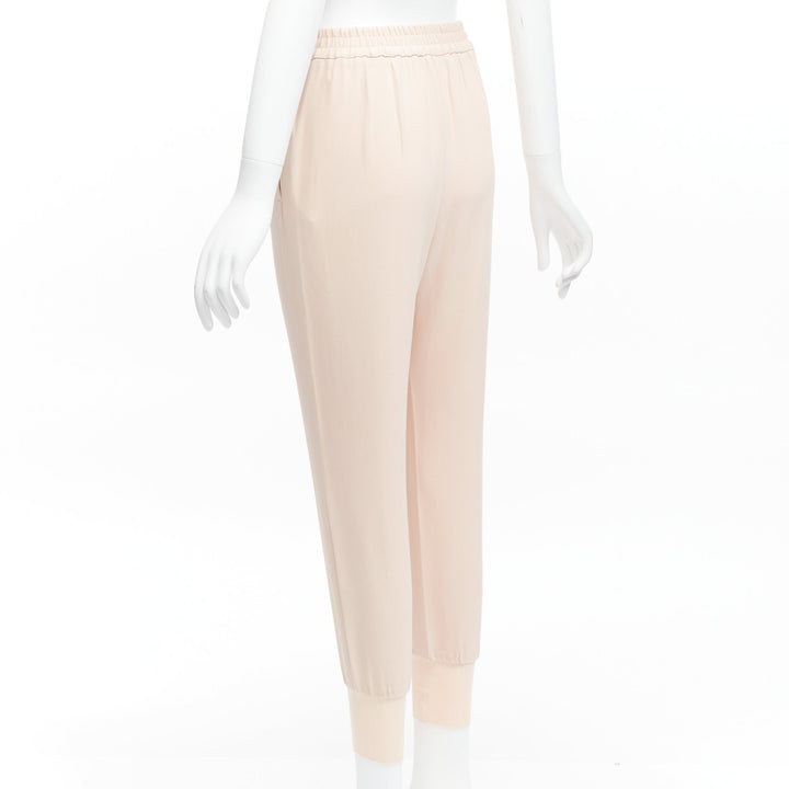 STELLA MCCARTNEY pink minimalist elastic waistband cropped jogger pants IT34 XXS