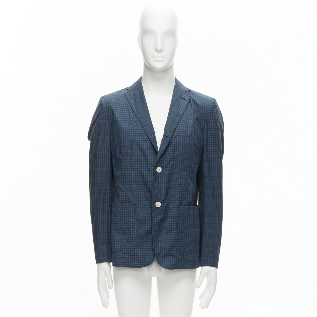 JUNYA WATANABE MAN blue green checked contrast lining casual blazer jacket M
