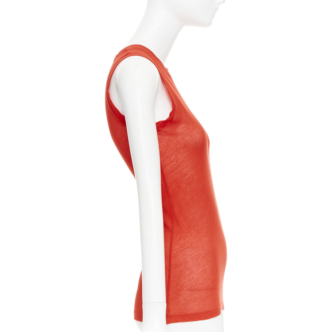 OLD CELINE Phoebe Philo red silky bias cut Triomphe anagram tank top