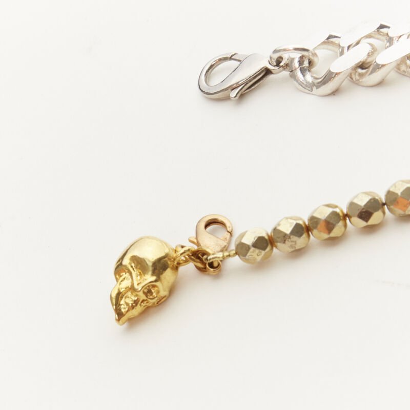 LE BIJOUX DE SOPHIE Lot of 2 gold skull charm silver crystal bow chain bracelet