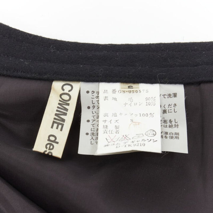 COMME DES GARCONS 1980s Vintage black wool felt asymmetric A-line flared skirt S