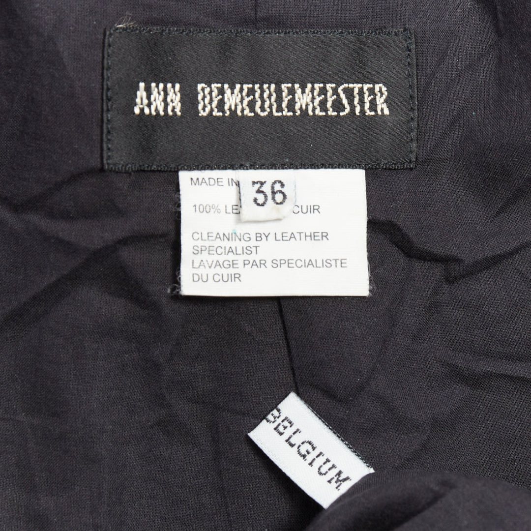 ANN DEMEULEMEESTER Vintage cow leather snap button cropped jacket FR36 S