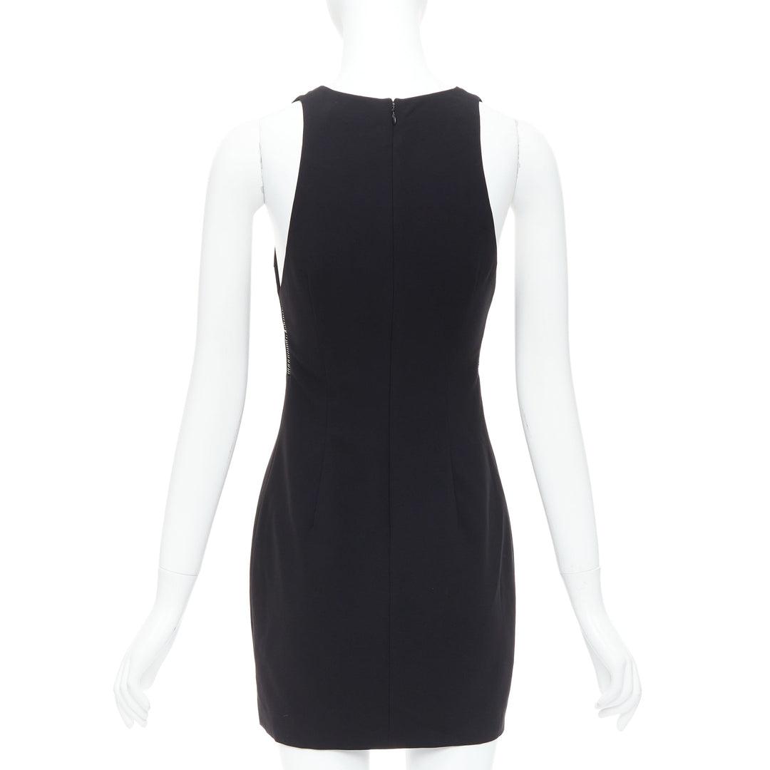 ALEXANDER WANG black fish wire plunge neck mini dress US2 S