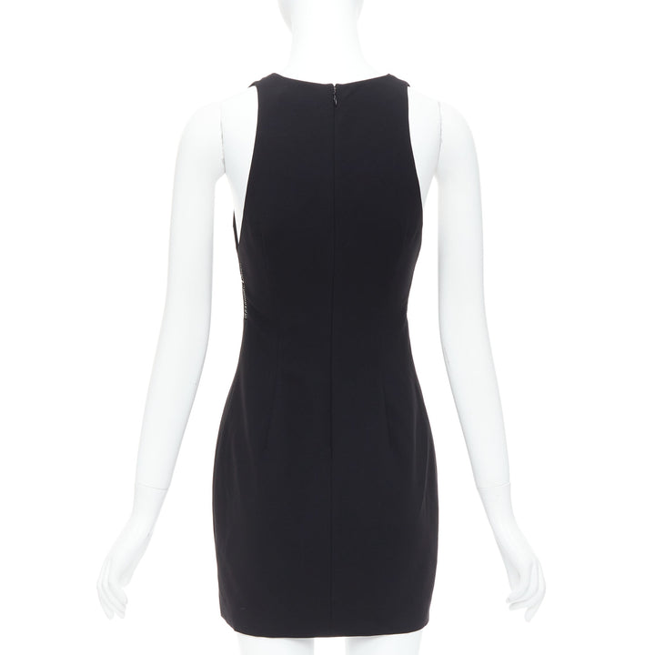 ALEXANDER WANG black fish wire plunge neck mini dress US2 S