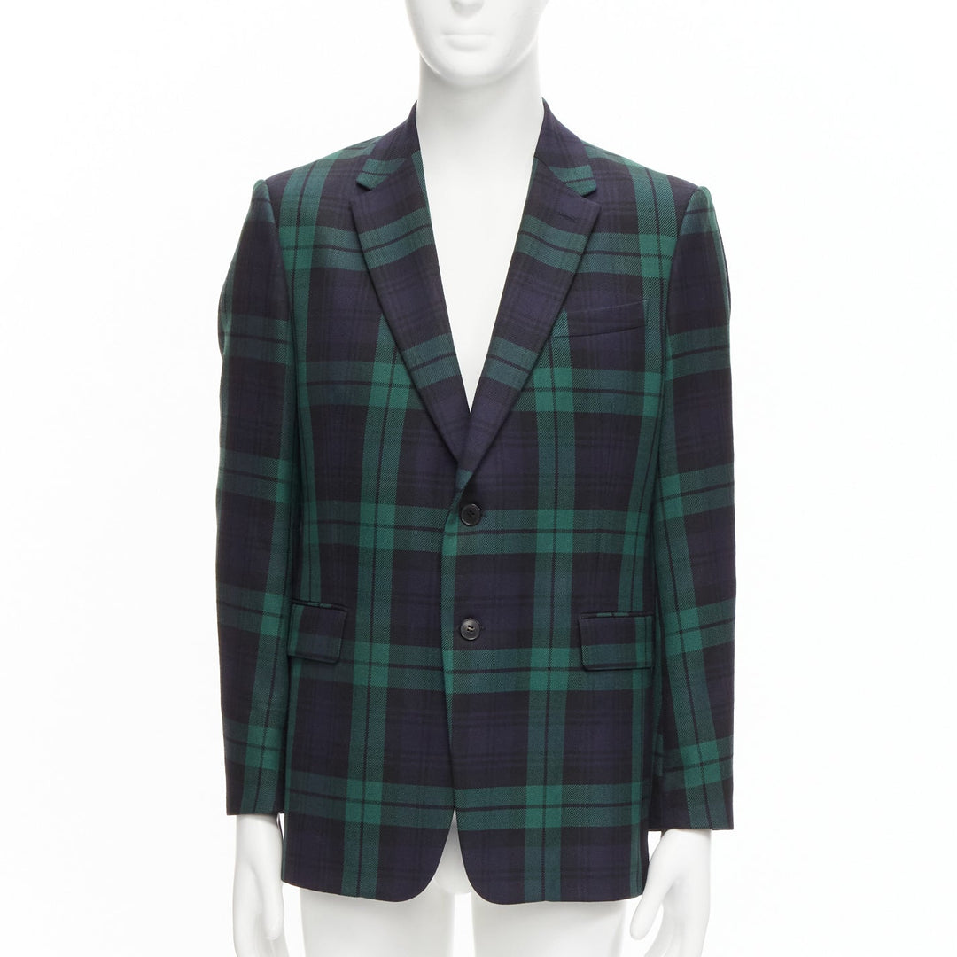 VALENTINO 100% virgin wool green blue check  preppy schoolboy blazer IT50 L
