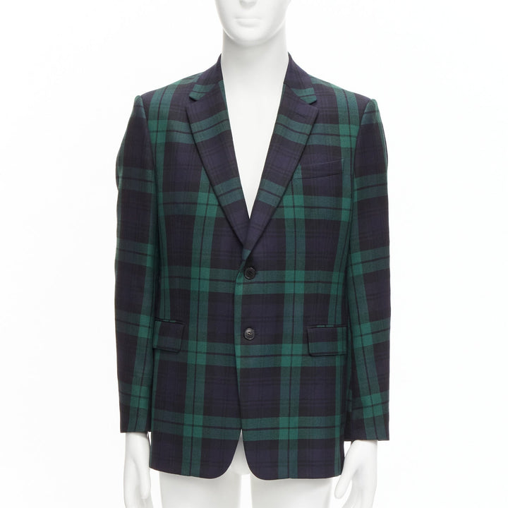 VALENTINO 100% virgin wool green blue check  preppy schoolboy blazer IT50 L