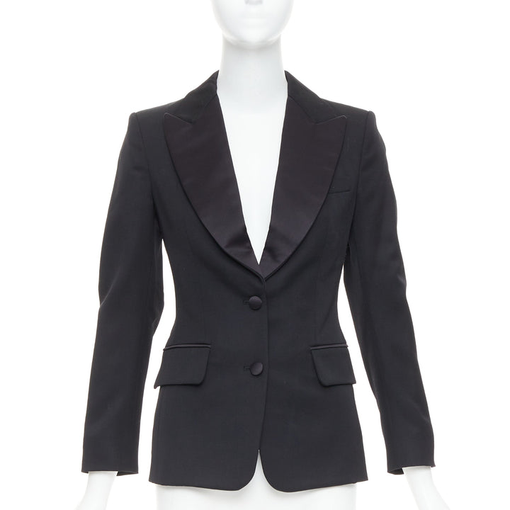 YVES SAINT LAURENT 2012 EDITION SOIR blackwool Le Smoking tuxedo jacket FR34 XS