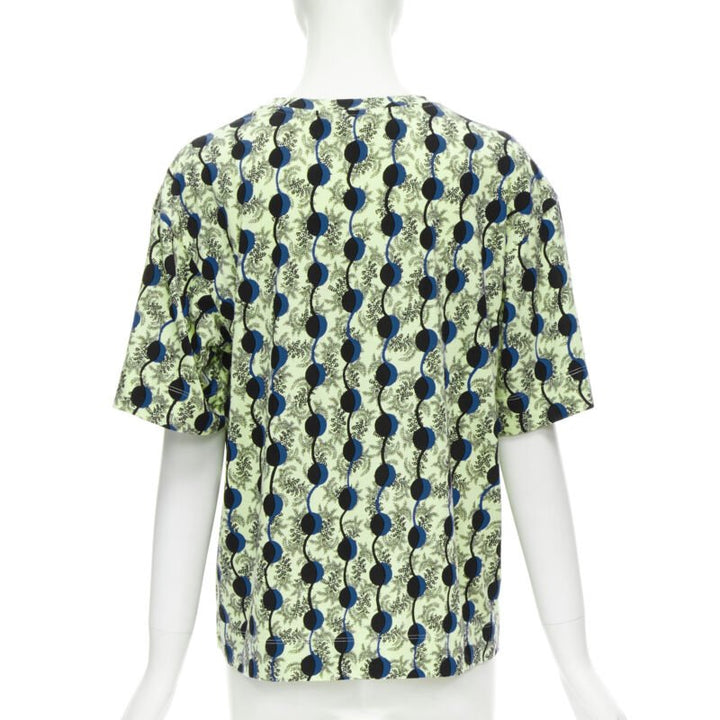 MARNI green paisley blue geometric photo print short sleeve  boxy tshirt IT36 XS
