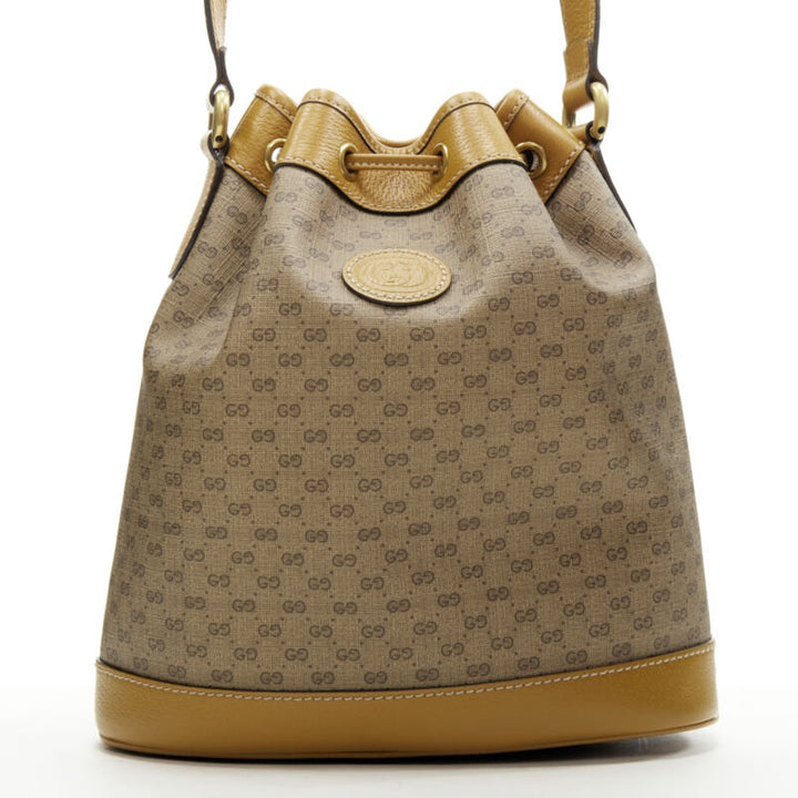 GUCCI DISNEY Candy GG Micky Mouse brown leather trim bucket bag