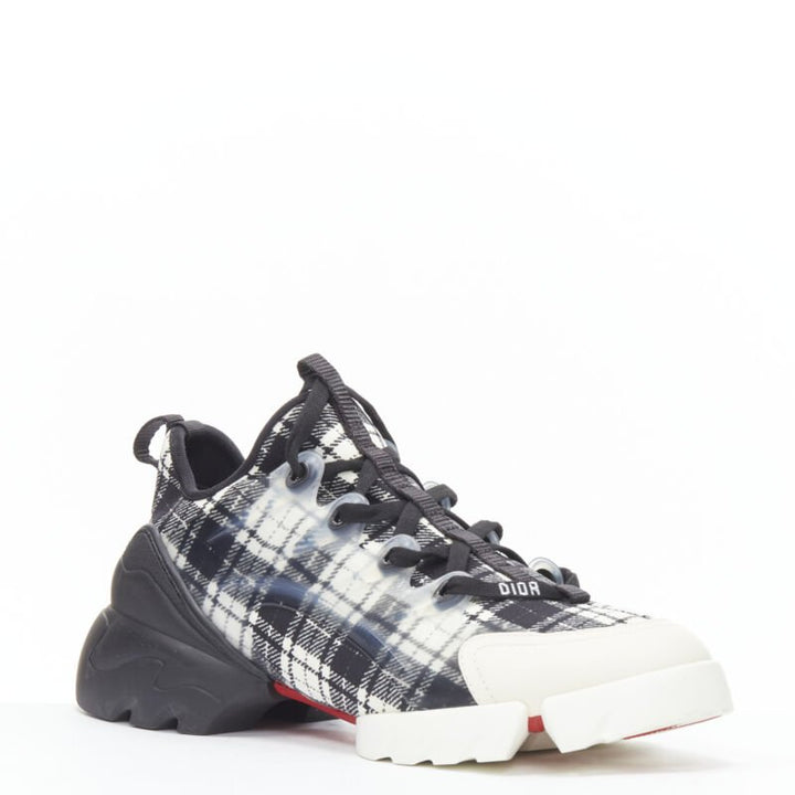 CHRISTIAN DIOR D Connect black white check chunky sole sneaker EU38 US8