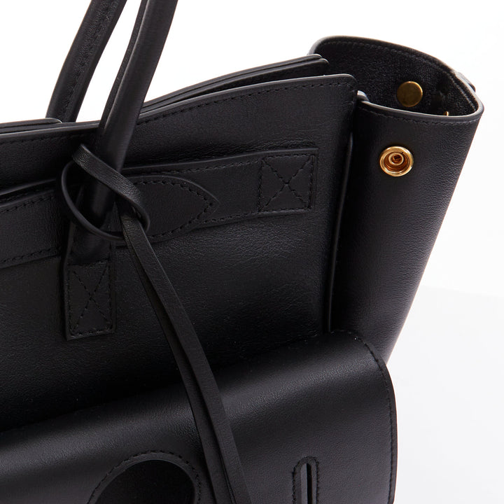 BALENCIAGA Demna Bel Air Small black leather gold hardware multi pocket bag