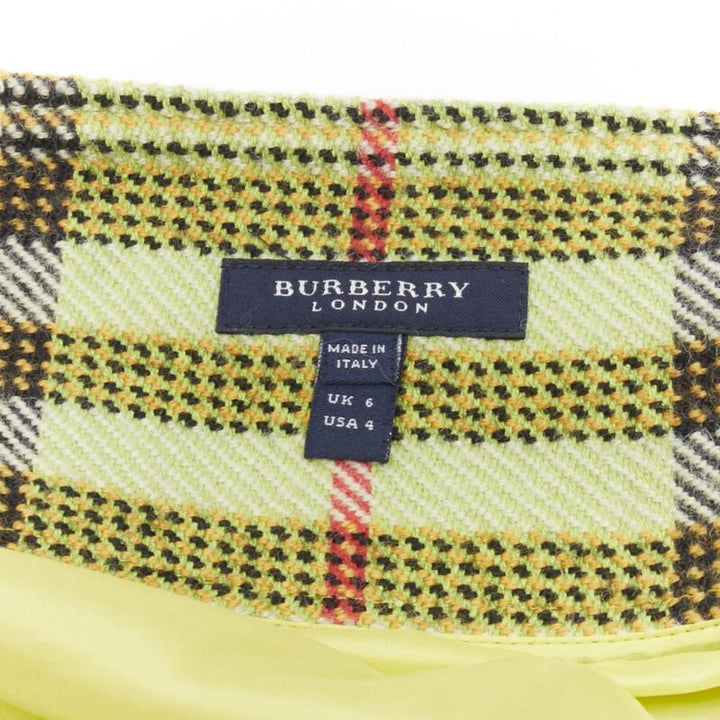 BURBERRY LONDON House Check green wool mini skirt UK6 US4 XS