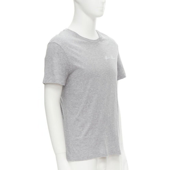 VERSACE white Gianni Signature logo embroidery grey tshirt Taylor Fit S