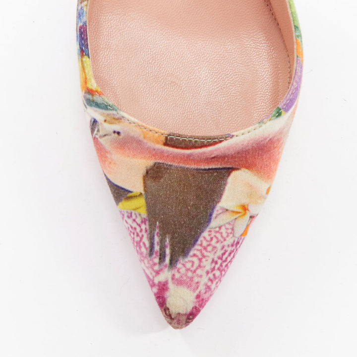GIANVITO ROSSI ALTUZARRA multicolor floral fabric elastic cuff pumps EU37