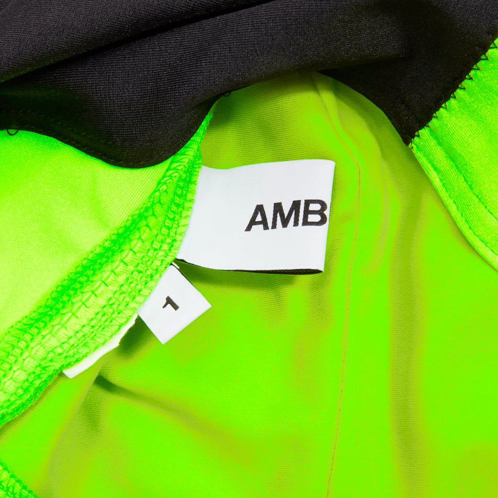 AMBUSH neon green black panelled logo back waist tie cropped sports top Size 1 S