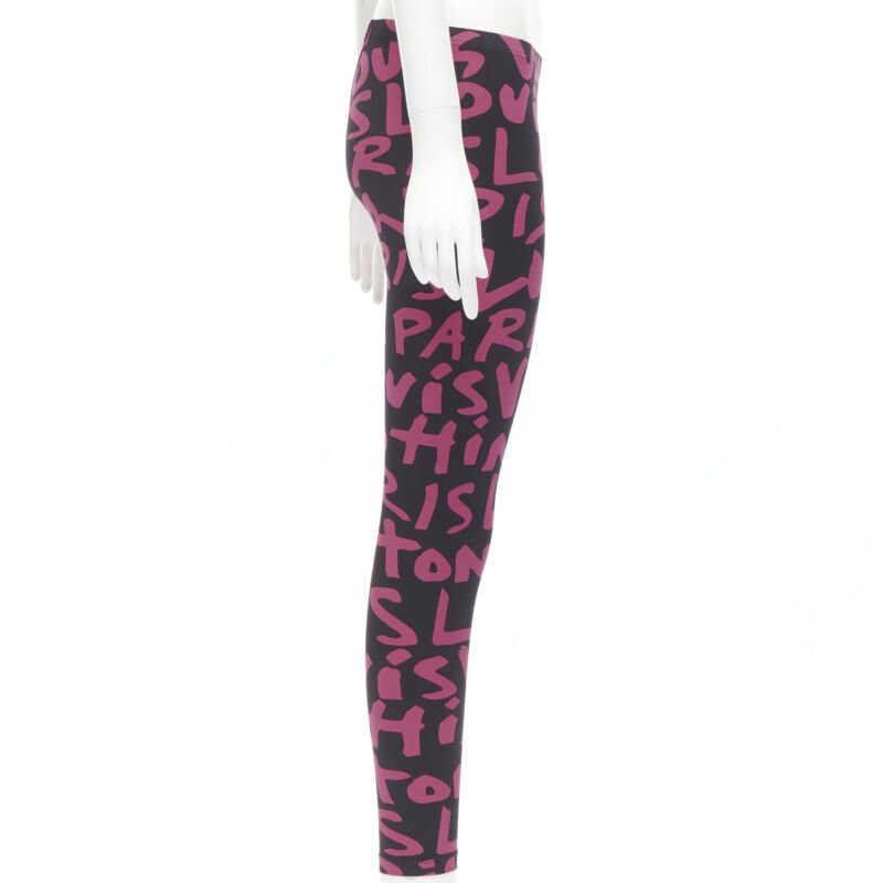 rare LOUIS VUITTON Stephen Sprouse Iconic Graffiti black neon pink legging XS