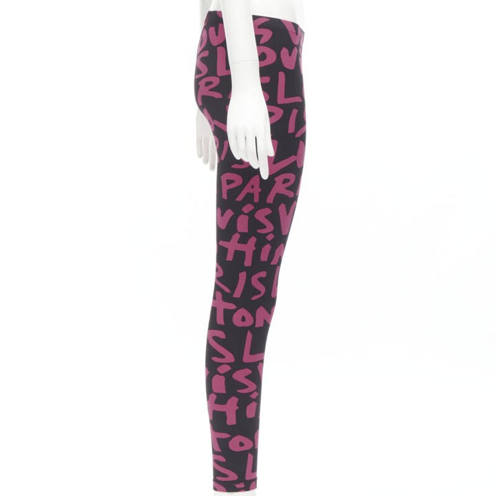 rare LOUIS VUITTON Stephen Sprouse Iconic Graffiti black neon pink legging XS