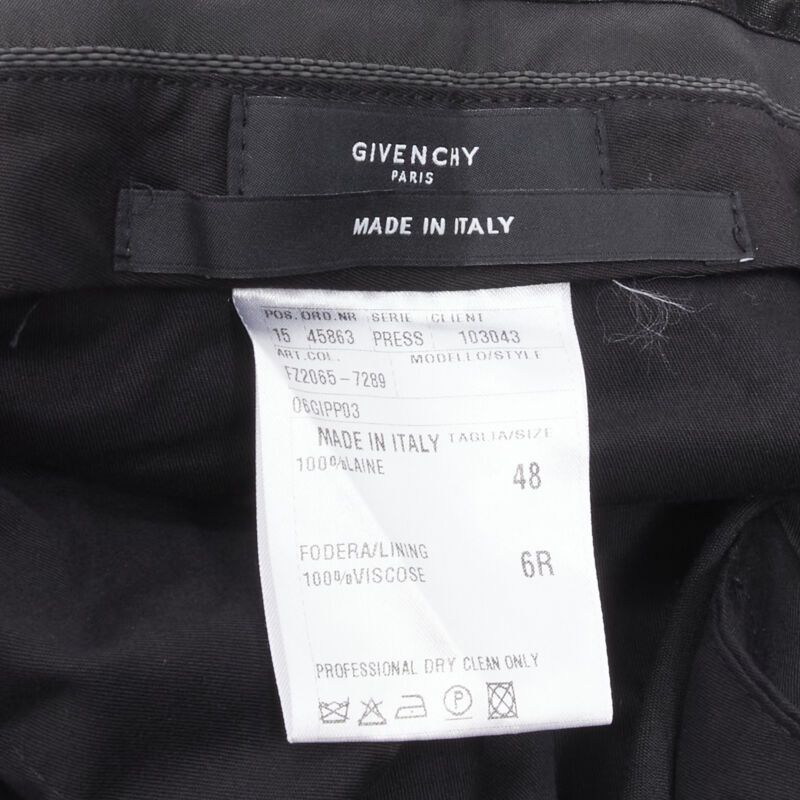 GIVENCHY 100% wool black straight leg trousers pants EU48 M