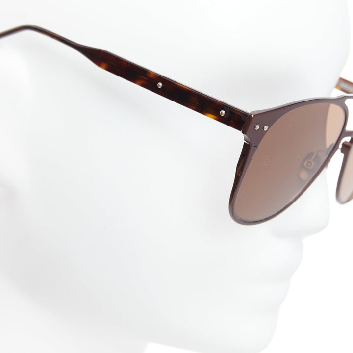 BOTTEGA VENETA BV0212S brown logo aluminium aviator sunglasses