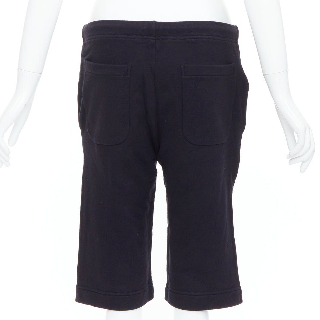 CHROME HEARTS black leather crucifix cross patch cotton bermuda shorts M