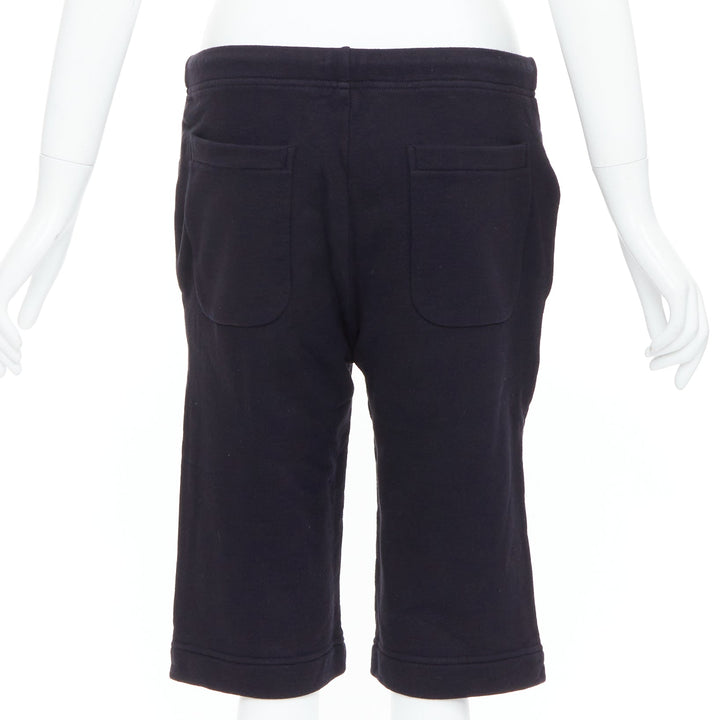 CHROME HEARTS black leather crucifix cross patch cotton bermuda shorts M