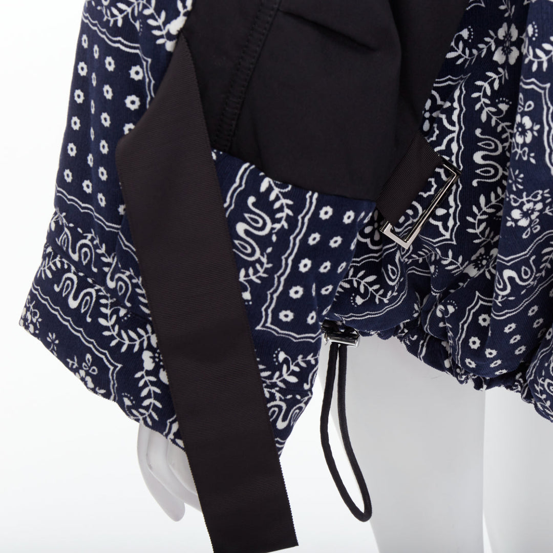 SACAI Reyn Spooner 2018 navy black cotton printed padded coat JP1 S