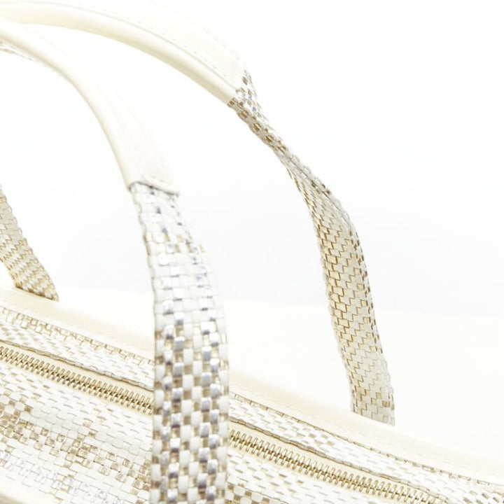 rare LOUIS VUITTON Street Shopper PM metallic gold silver woven leather tote bag