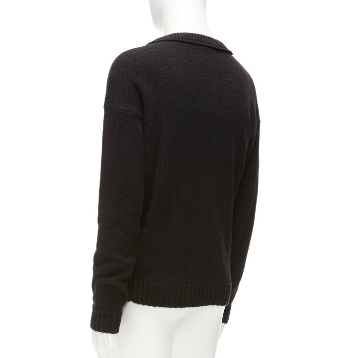 LORO PIANA 2021 Hiroshi Fujiwara black cotton logo tab round neck knit sweater M