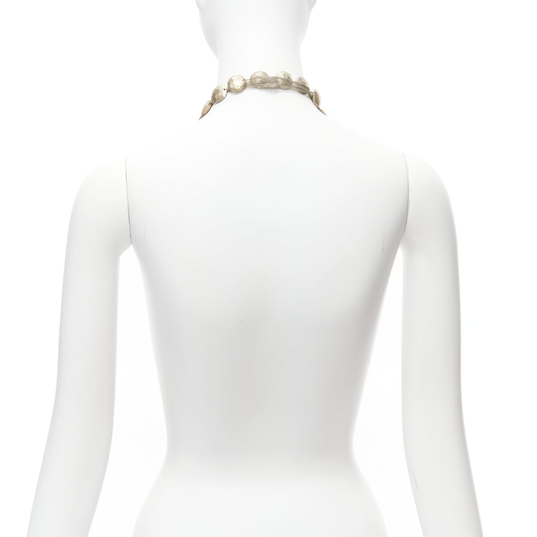 LANVIN ALBER ELBAZ gold hammered coins mesh ribbon embellished long necklace