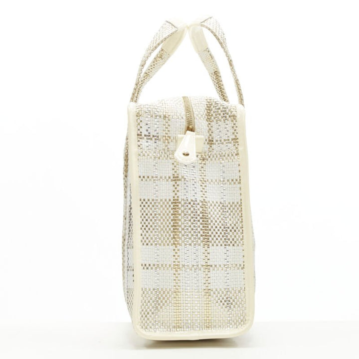 rare LOUIS VUITTON Street Shopper PM metallic gold silver woven leather tote bag