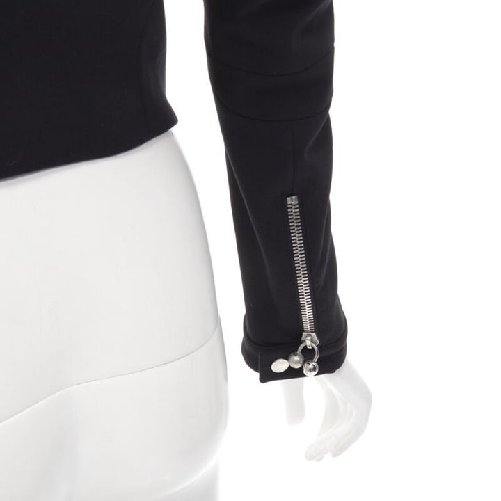 DSQUARED2 silver punk Barbell Piercing zipper black cropped blazer S