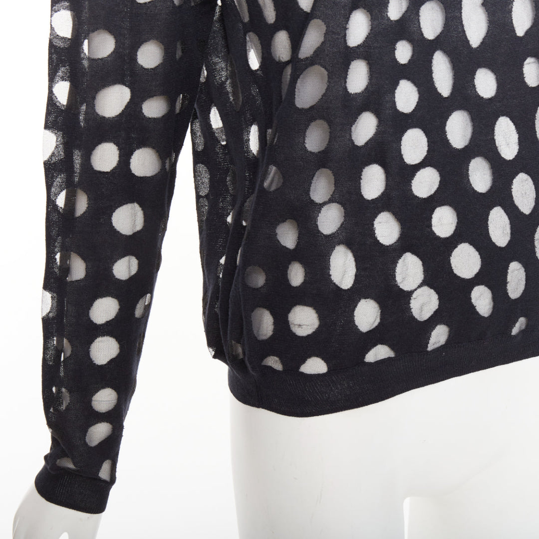 ACNE STUDIOS 2014 Ninah Dots black cotton irregular dots sheer sweater S