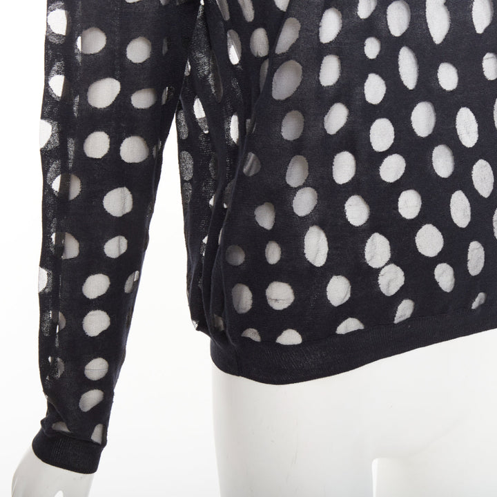 ACNE STUDIOS 2014 Ninah Dots black cotton irregular dots sheer sweater S