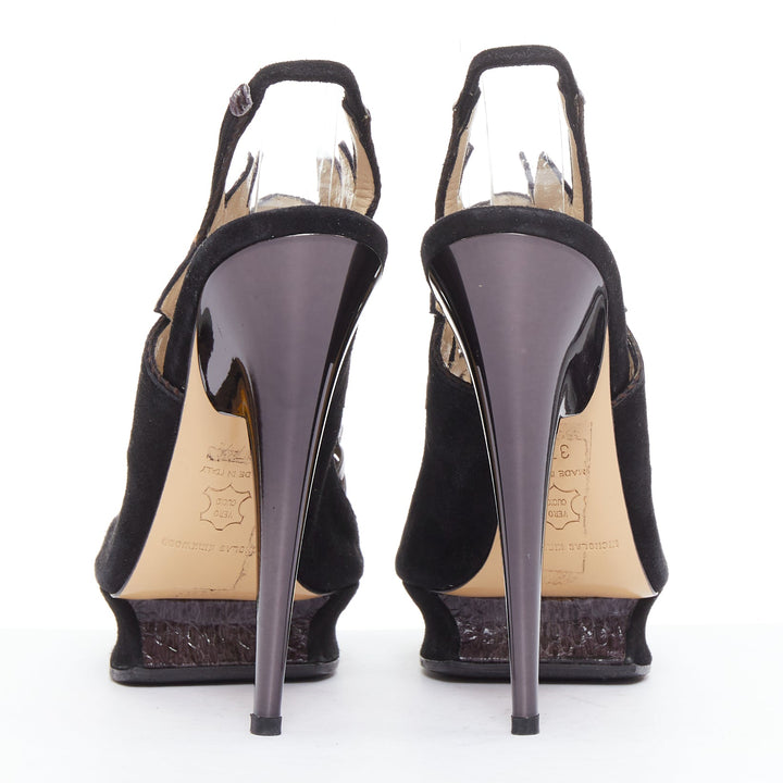 NICHOLAS KIRKWOOD brown black scaled leather platform sandals EU37.5