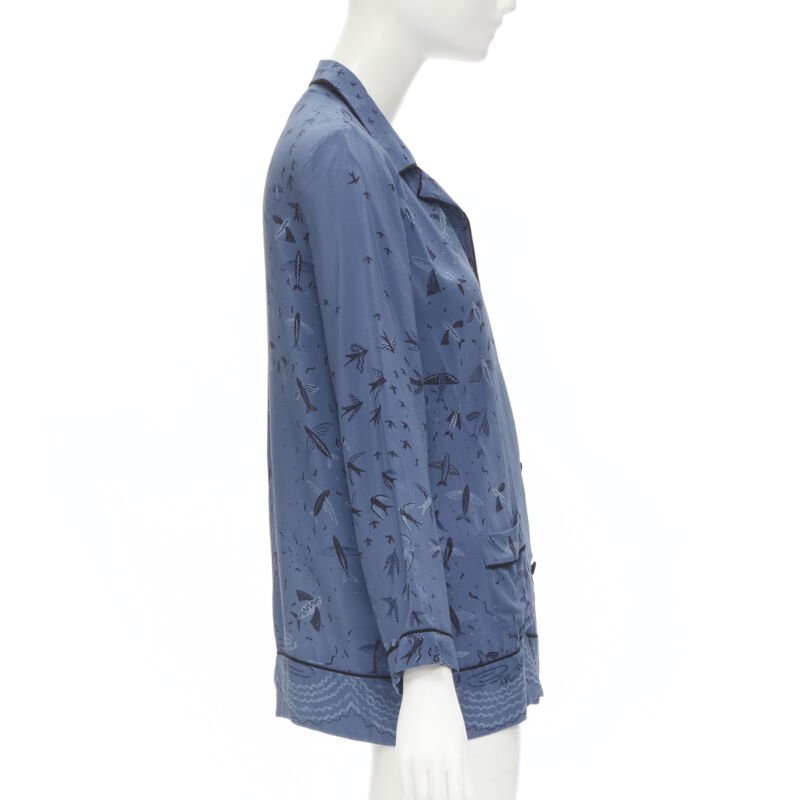 VALENTINO 100% silk 2017 Garden of Early Delights Corpora silk blue shirt S