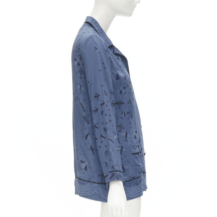 VALENTINO 100% silk 2017 Garden of Early Delights Corpora silk blue shirt S