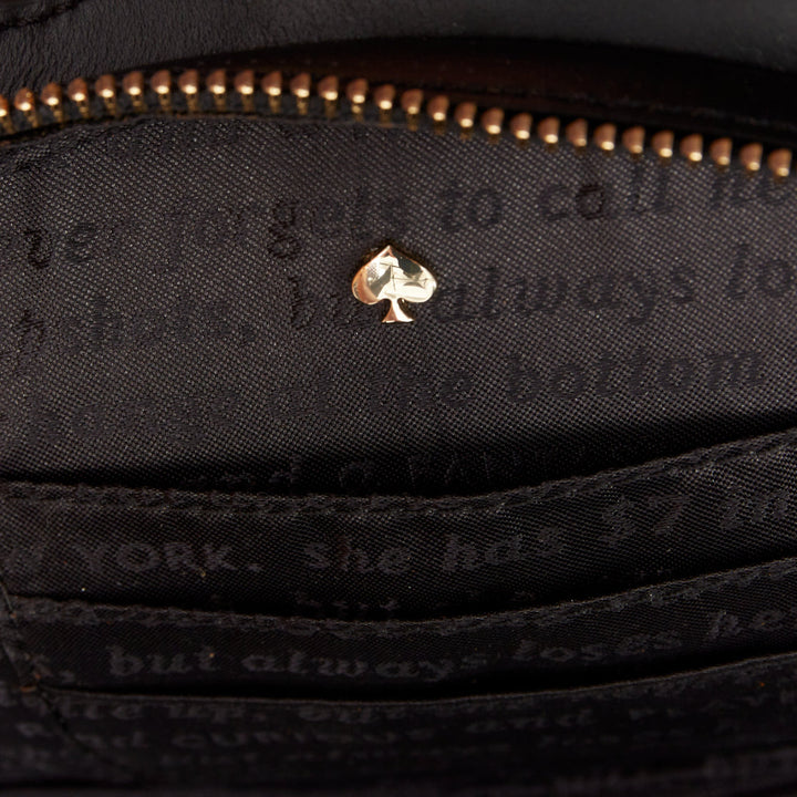 KATE SPADE Dress The Part black leather cut gold tassel fan clutch bag