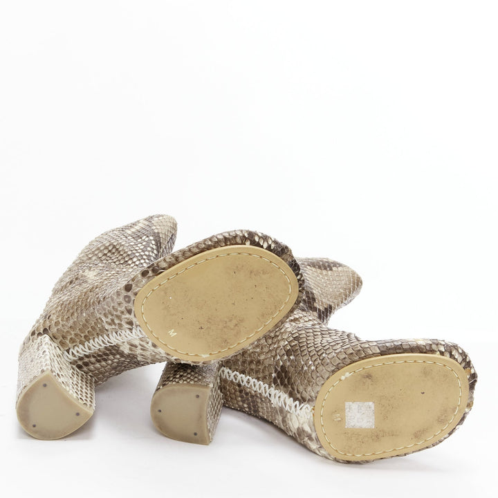 JUNYA WATANABE scaled animal print leather round toe boots M
