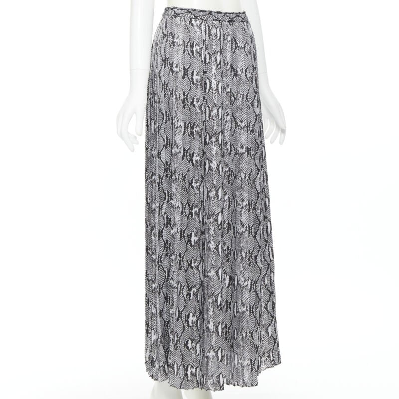 MICHAEL KORS black white scaled leather print pleated midi summer skirt XS