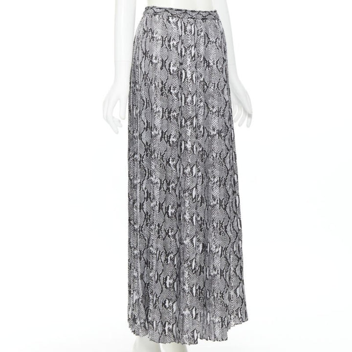 MICHAEL KORS black white scaled leather print pleated midi summer skirt XS
