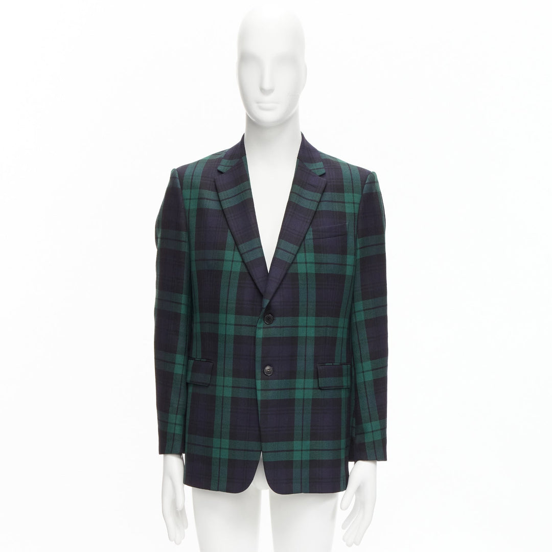 VALENTINO 100% virgin wool green blue check  preppy schoolboy blazer IT50 L