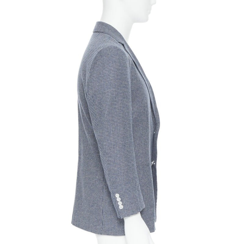 TOMORROWLAND blue white wool blend double button blazer jacket EU50 L