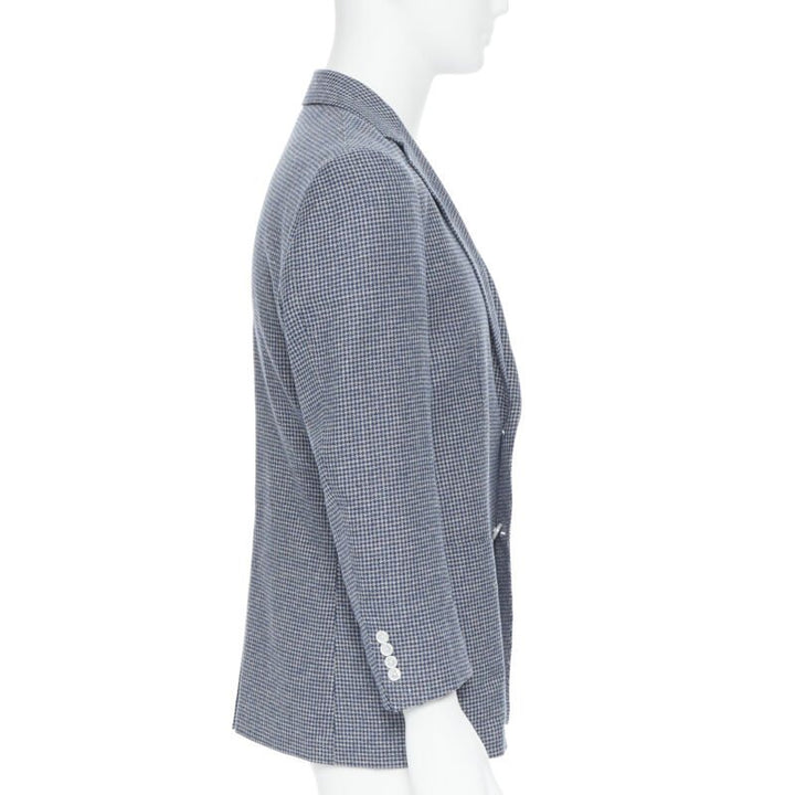 TOMORROWLAND blue white wool blend double button blazer jacket EU50 L