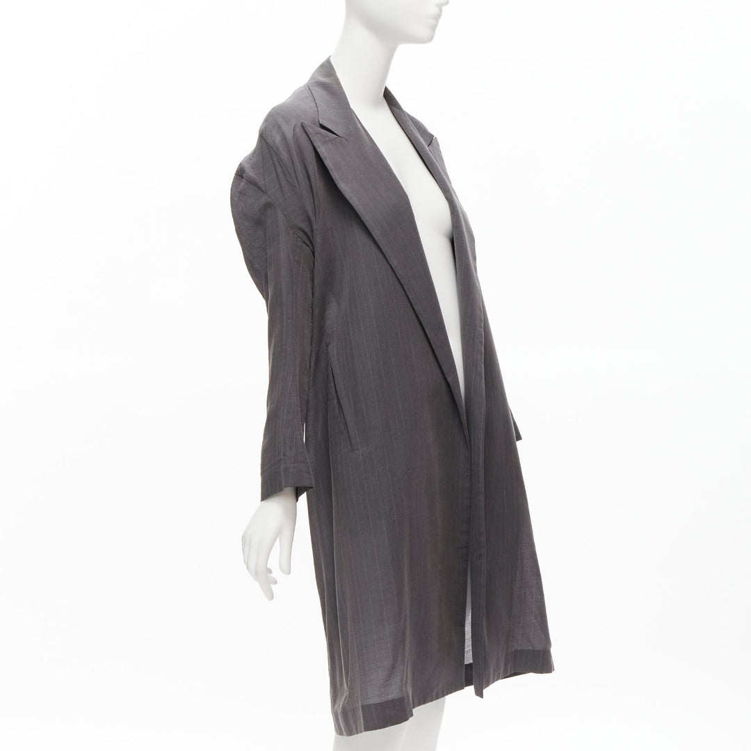 YOHJI YAMAMOTO grey notched peak lapel A-line wide cut coat JP1 S