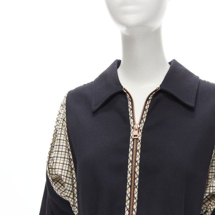 SEE BY CHLOE 2019 black check trim side zip belted car coat FR36 S