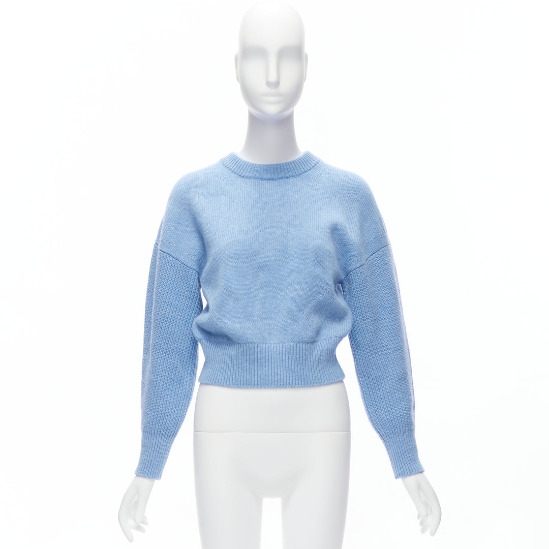 ALEXANDER MCQUEEN 2021 powder blue speckled wool boxy cropped sweater XS