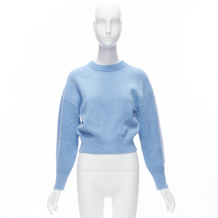 ALEXANDER MCQUEEN 2021 powder blue speckled wool boxy cropped sweater XS