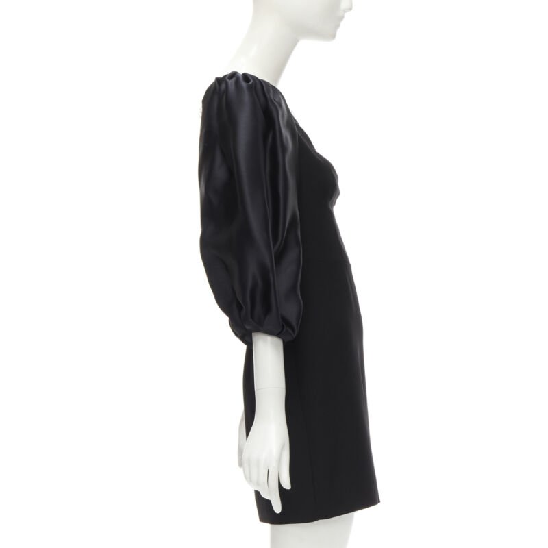 RASARIO black crystal embellished neckline puff balloon sleeves dress FR36 S